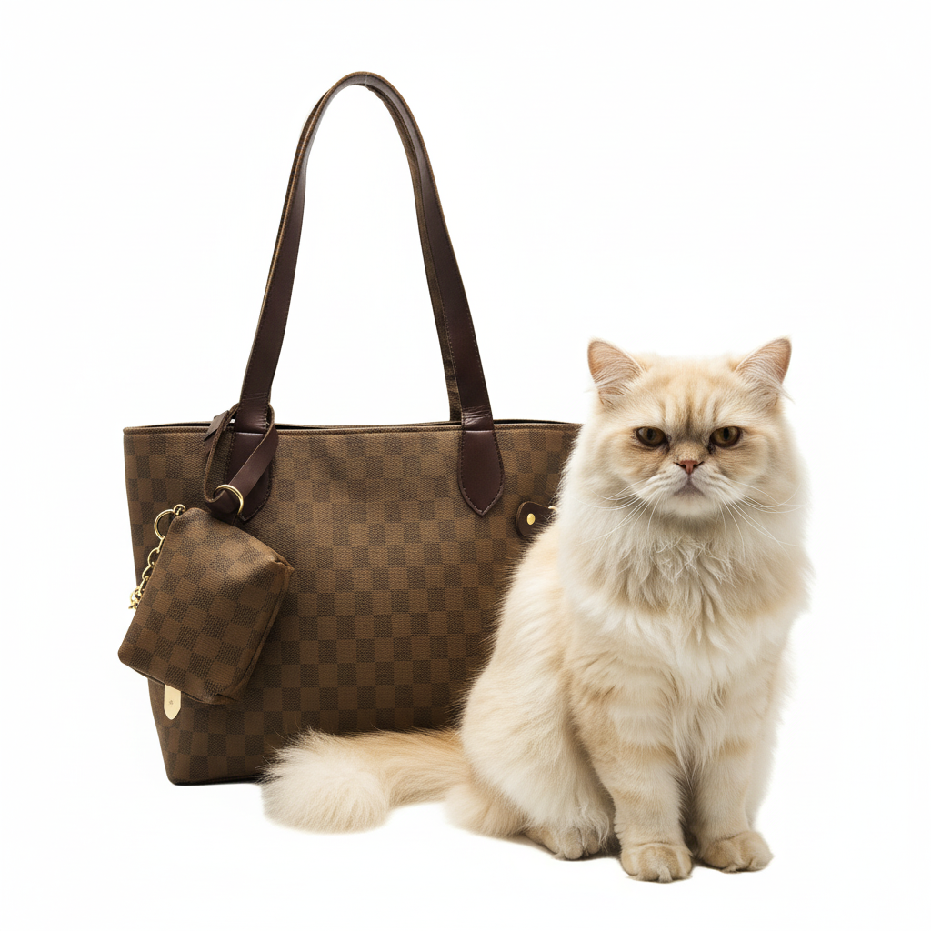 Grid Tote-Camel Brown