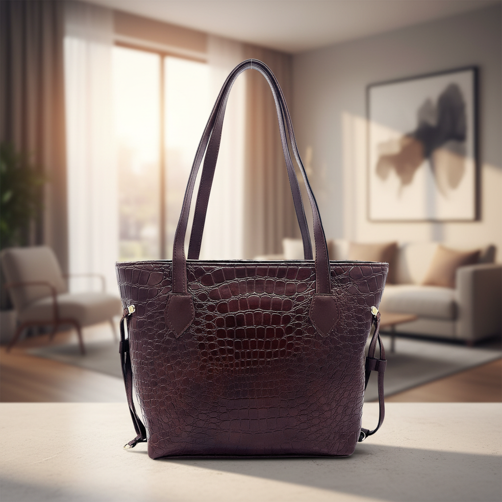 Croco Tote-Red Wine