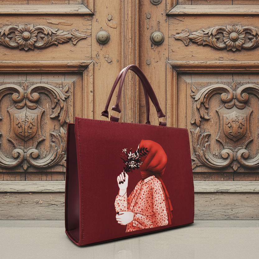 Anoor Tote Bag-Red Wine