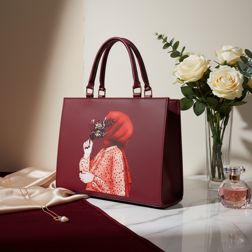 Anoor Tote Bag-Red Wine