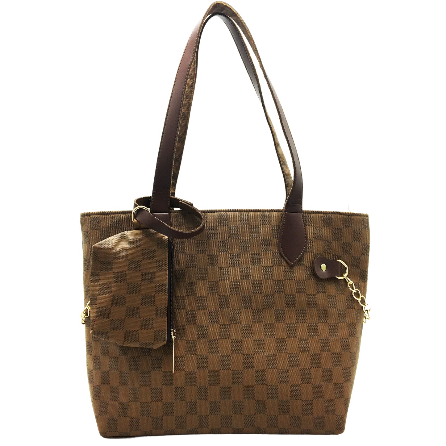 Grid Tote-Camel Brown