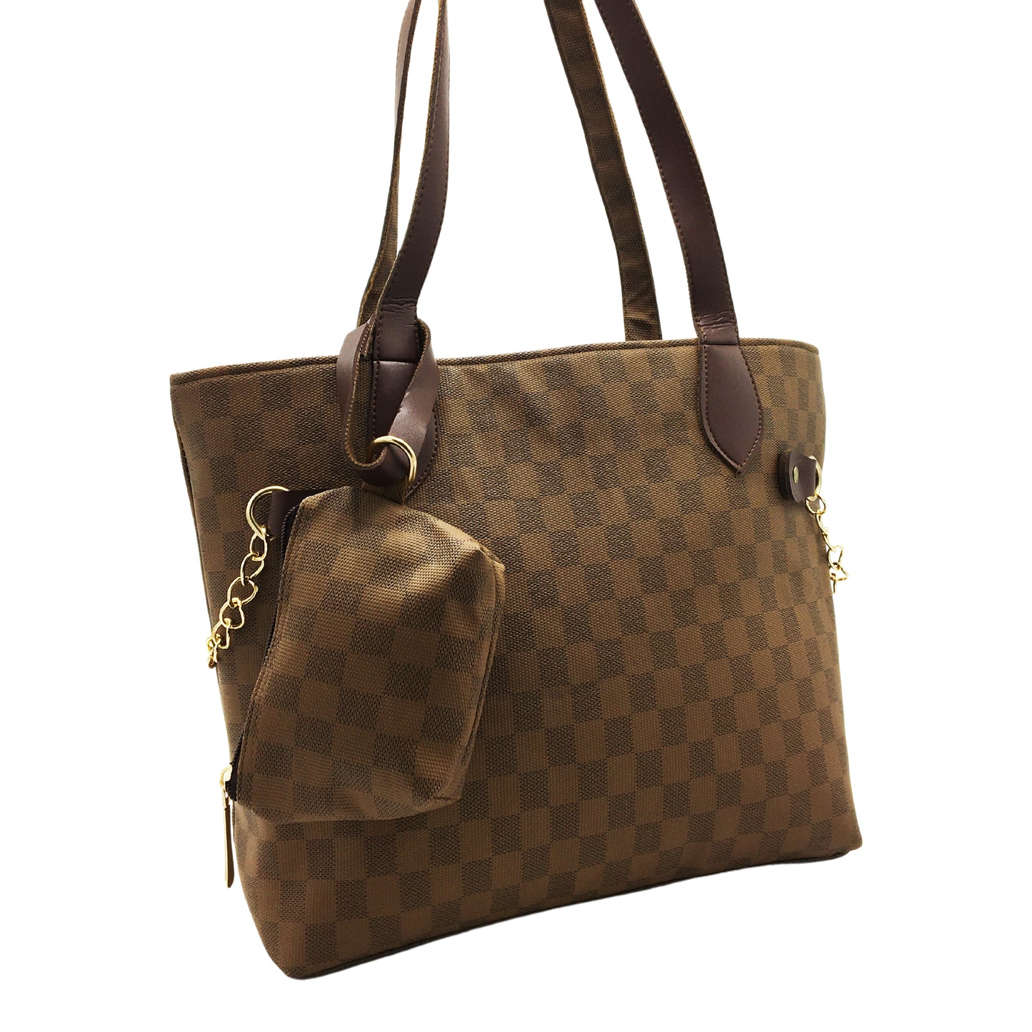 Grid Tote-Camel Brown