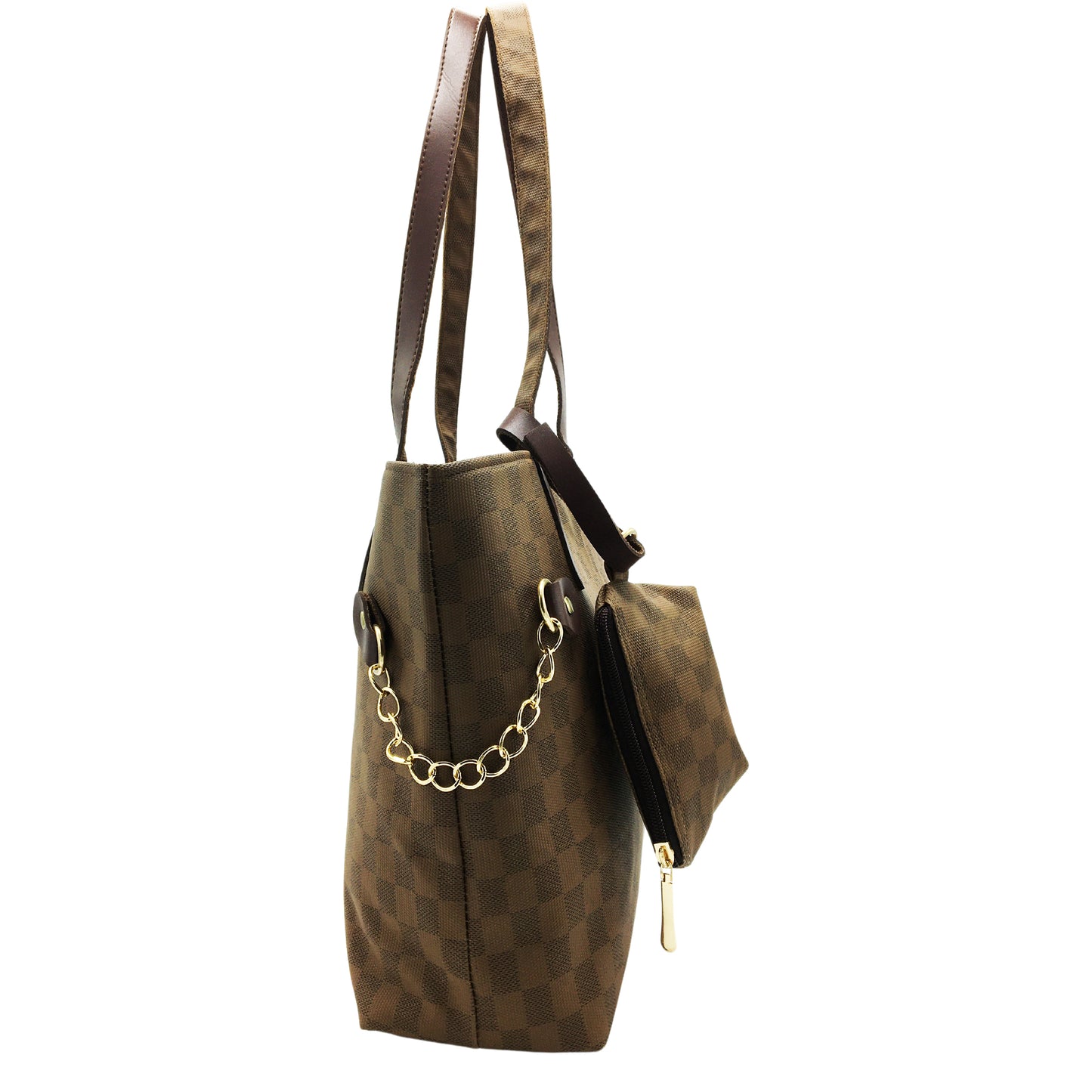 Grid Tote-Camel Brown