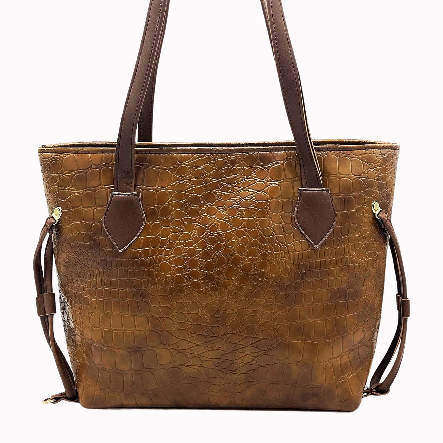 Croco Tote-Camel Brown