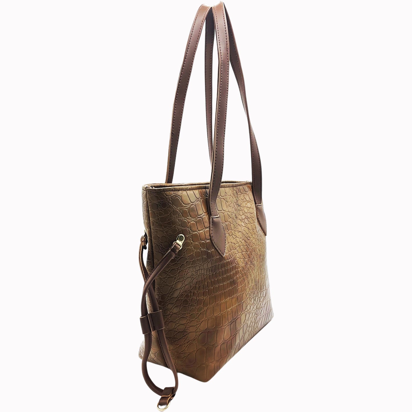 Croco Tote-Camel Brown