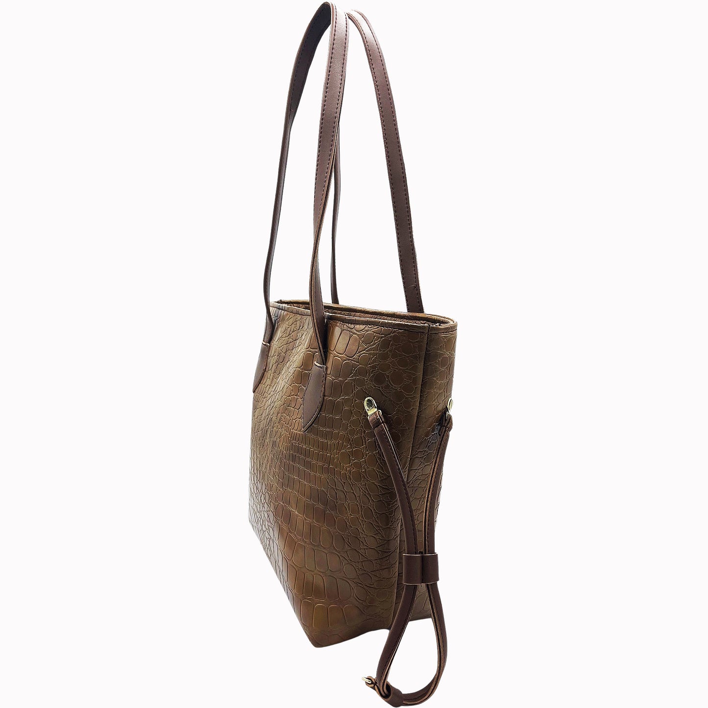 Croco Tote-Camel Brown