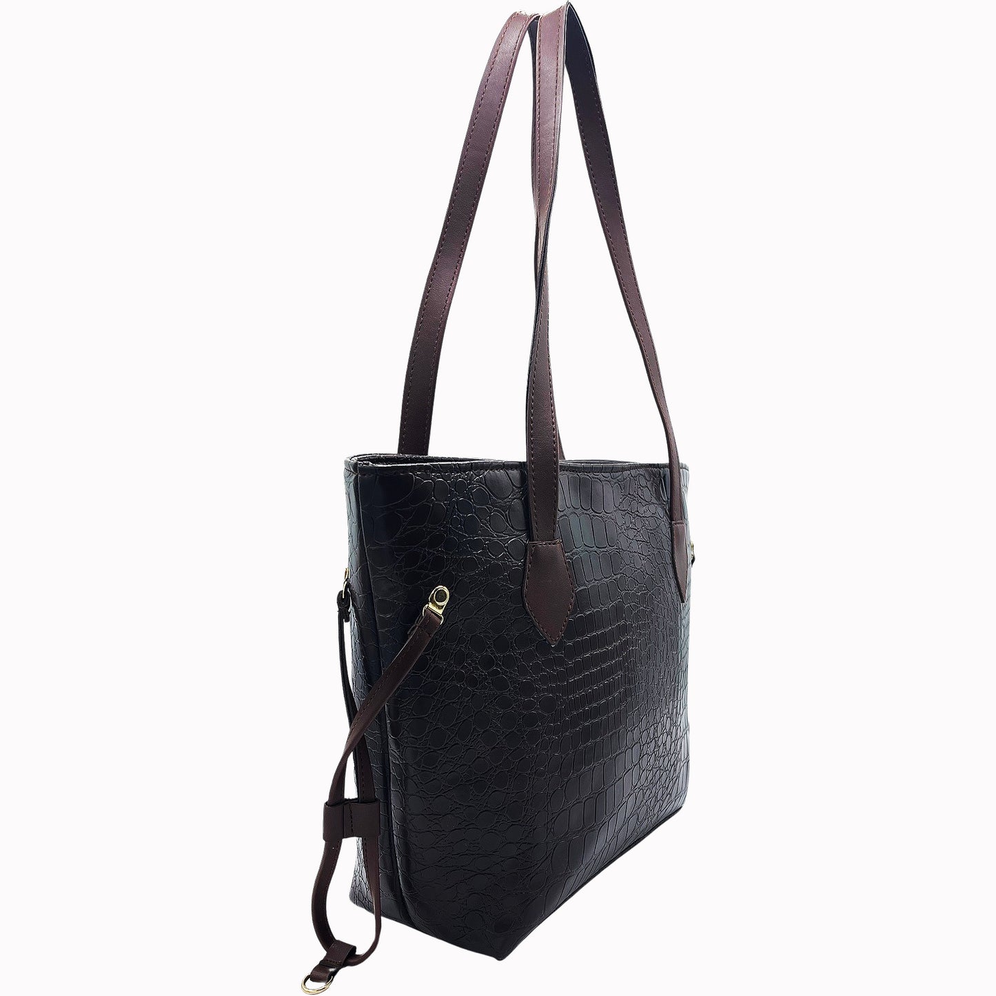 Croco Tote-Chocolate Brown