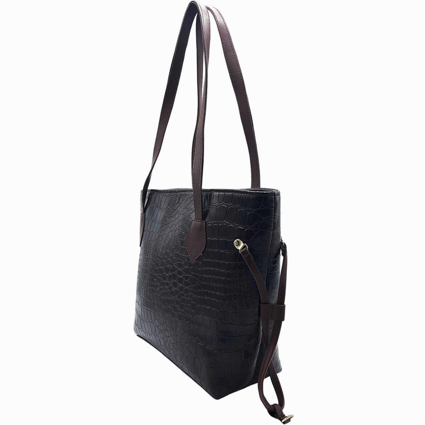 Croco Tote-Chocolate Brown