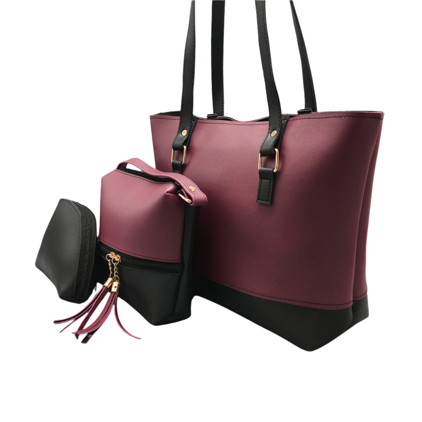 Diva Tote XL 3 Piece-Red Wine & Black