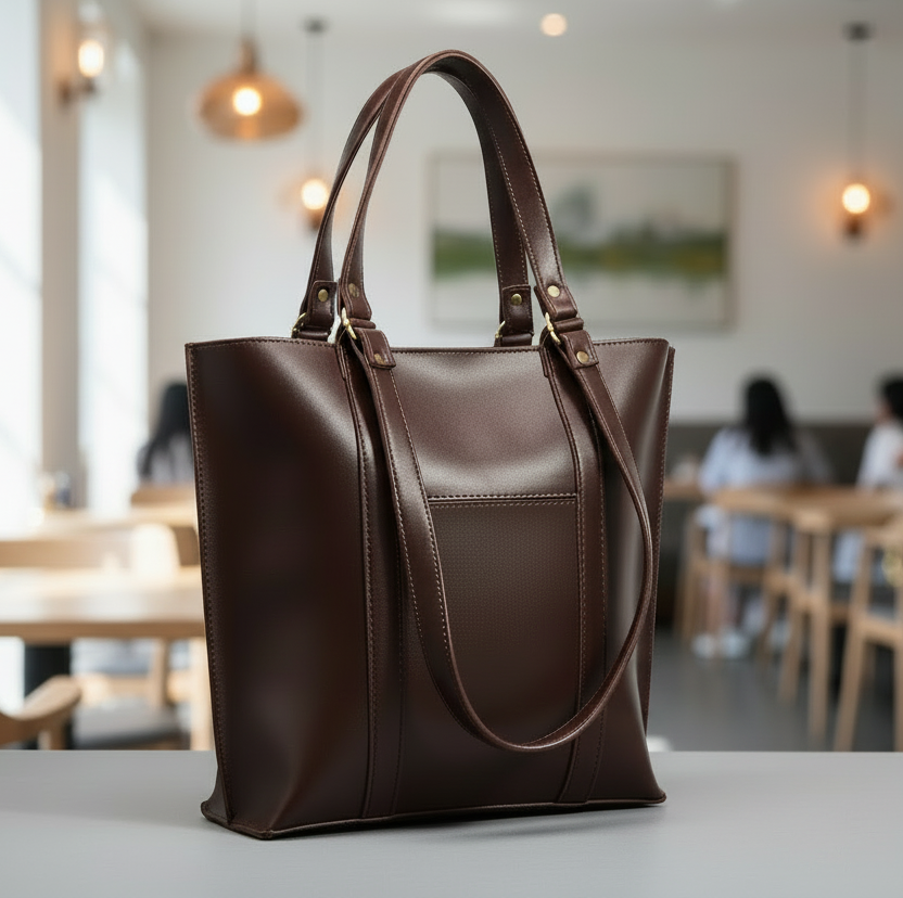 Enigma Double-Handle Tote-Chocolate Brown