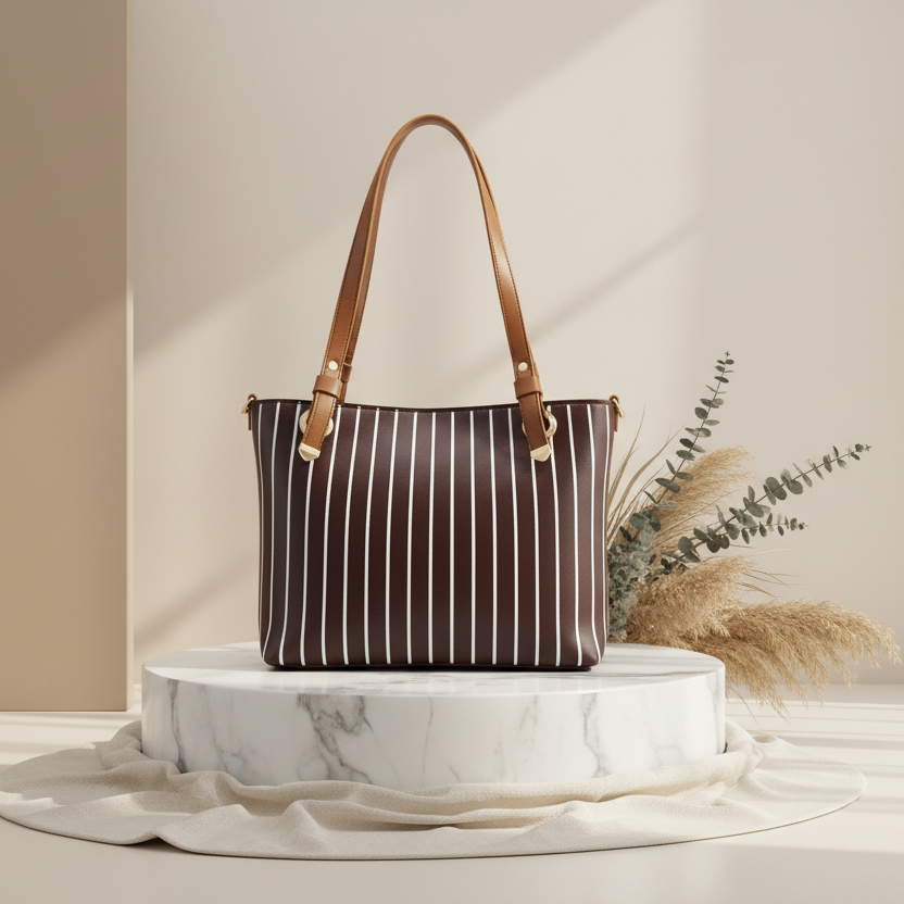 Line Tote-Chocolate Brown