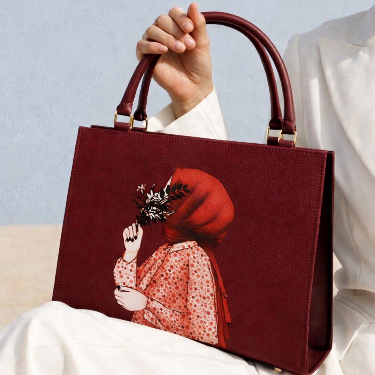 Anoor Tote Bag-Red Wine