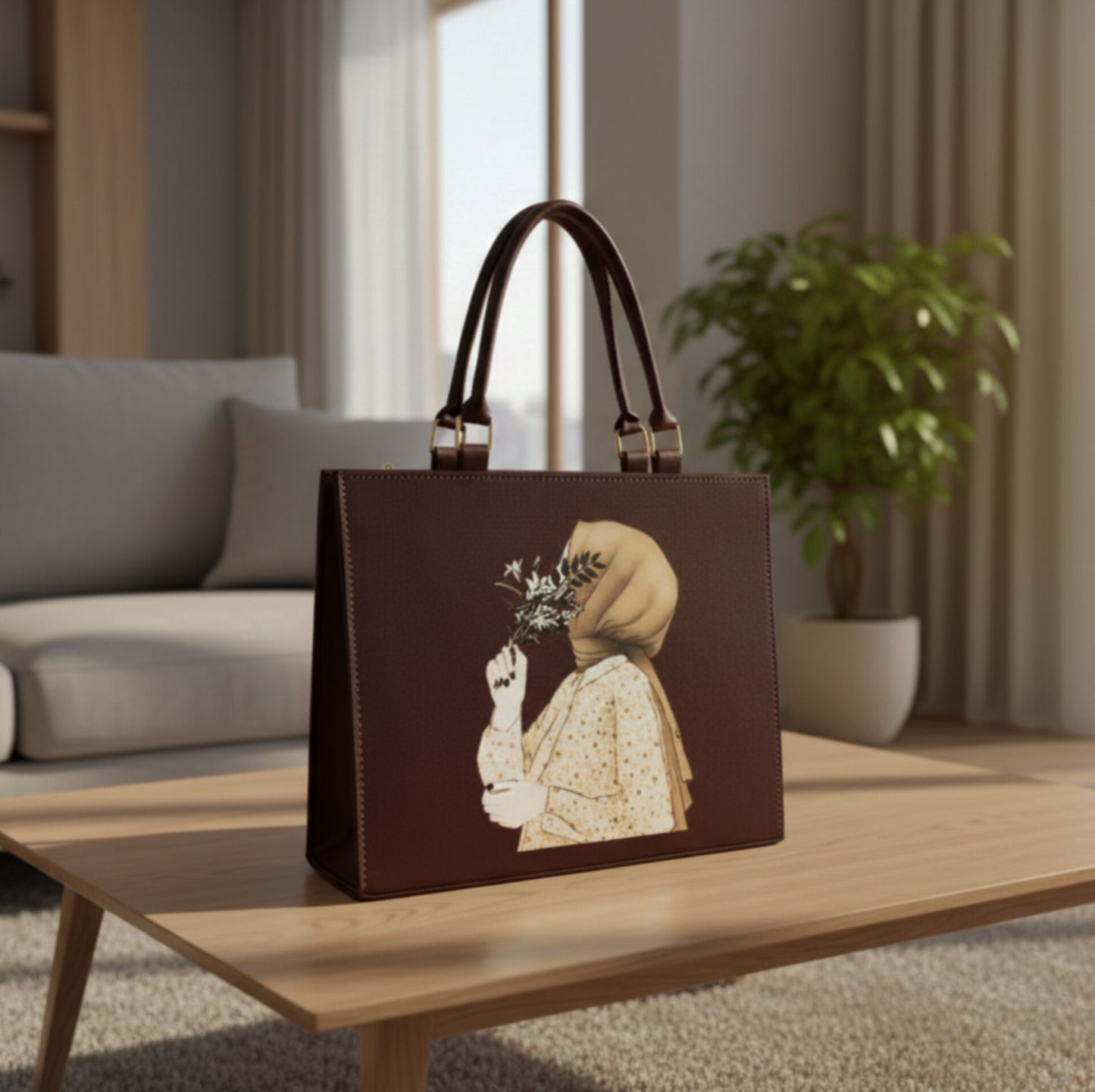 Anoor Tote Bag-Chocolate Brown
